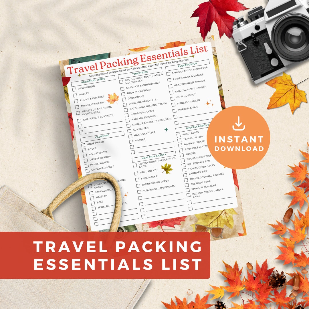 Fall Break Checklist Fall Autumn Travel Packing Checklist | Essentials List | Travelers ...