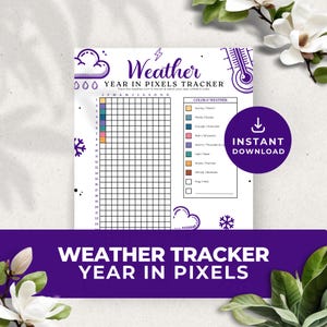 Puede incluir: Un rastreador de clima imprimible con una cuadrícula para cada día del año. Codifica cada día por color según las condiciones climáticas. Las condiciones climáticas incluyen soleado, parcialmente nublado, nublado, lluvia, tormenta, nieve, granizo, aguanieve, ventoso, niebla y neblina.