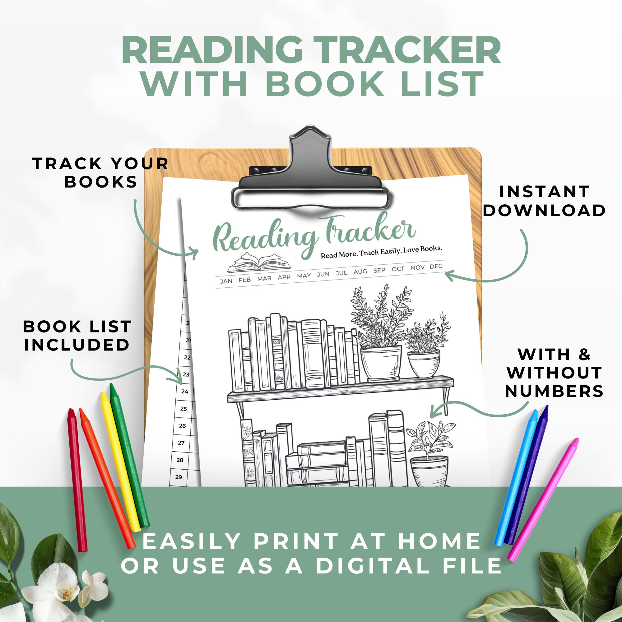 Sage Green Bookshelf Reading Tracker Printable | Book Read Daily Habit ...