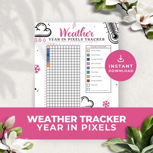 Puede incluir: Un rastreador de clima imprimible con una cuadrícula para cada mes del año. Colorea los cuadrados para rastrear el clima cada día. La clave de color incluye soleado, parcialmente nublado, nublado, lluvia, tormenta, nieve, granizo, aguanieve, ventoso y niebla.