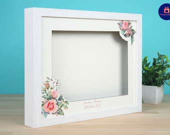 Handcrafted Wedding Shadow Box Frame: Solid Wood Keepsake Display