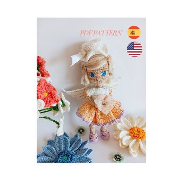Hada Lis Doll - patrón de ganchillo amigurumi, descarga inmediata digital en PDF, Español, English