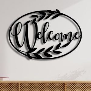 Welcome Sign Metal Wall Art, Wall Hanging Welcome Sign, Home Decor, Gift For Her, Modern Sculpture Decoration, Wall Hanging