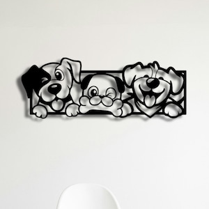Cute Dogs Metal Wall Art, Metal Dog Wall Decor, Adorable Dogs Wall Art, Modern Sculpture Decoration, Wall Hanging, Pet Lover Gift for Wall