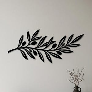 Olive Branch Metal Wall Art: Minimalist Botanical Decor