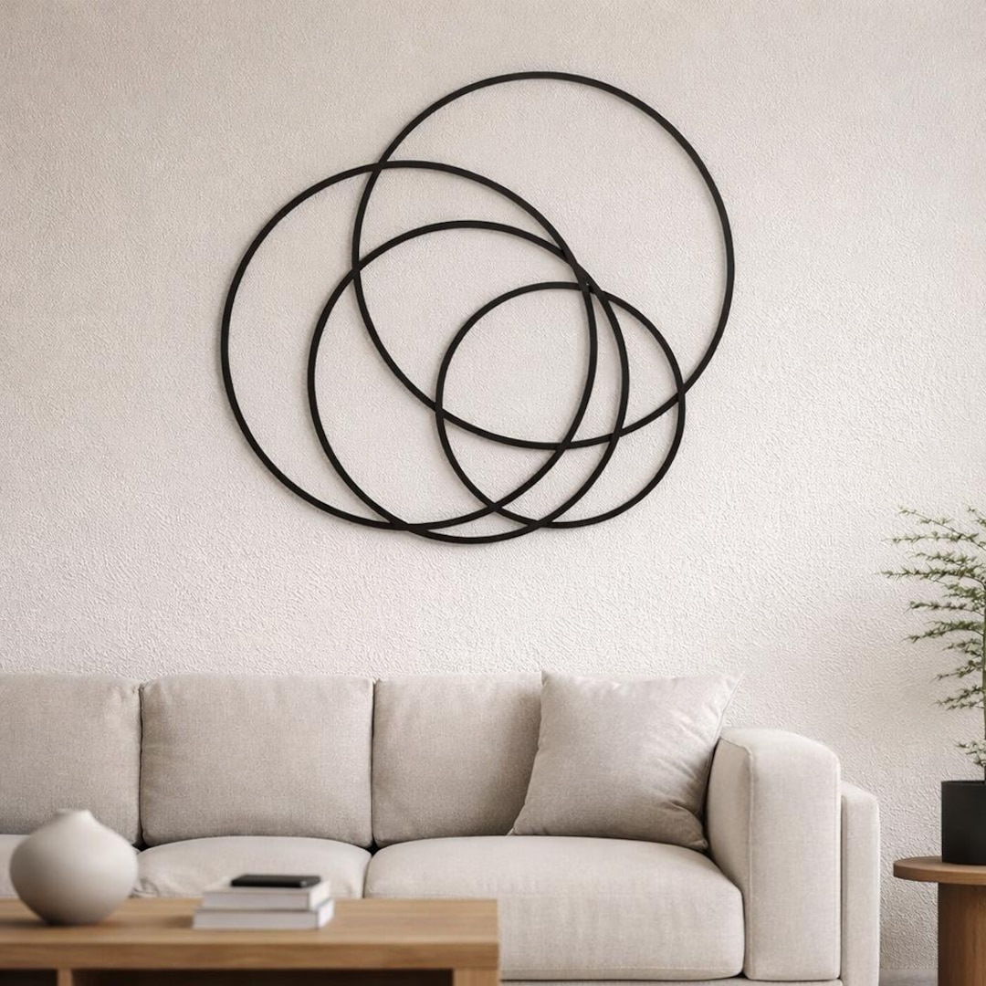 Modern Circular Metal Wall Art, Minimalist Black Circle Wall Sculpture ...