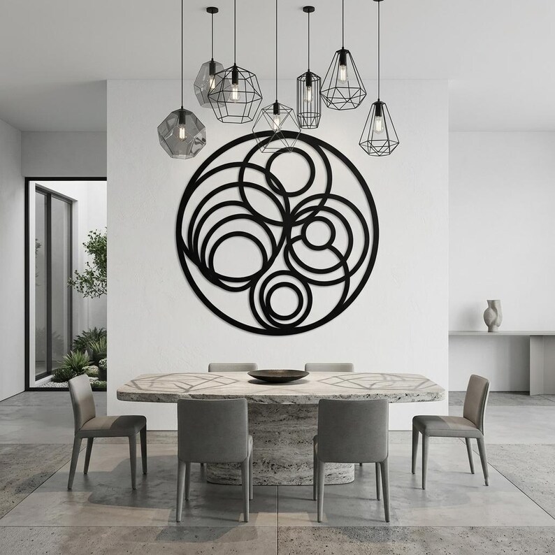 Geometric Metal Wall Art – Concentric Circles Round Sculpture – Modern ...