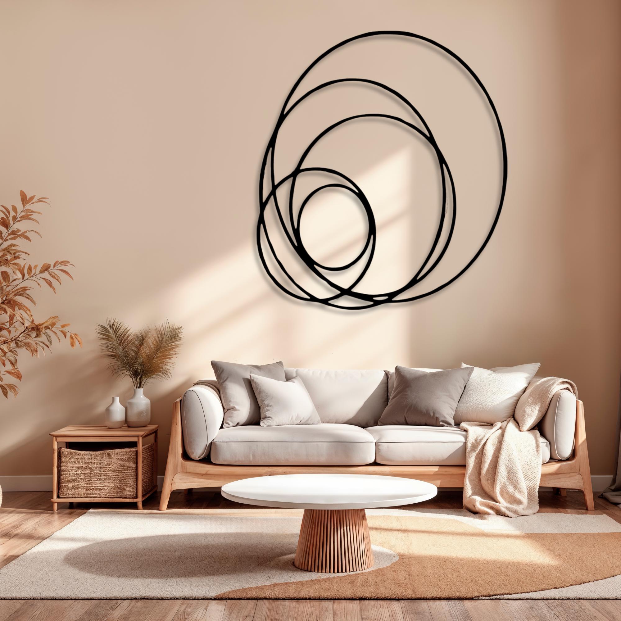 Modern Circular Metal Wall Art, Minimalist Black Circle Wall Sculpture ...