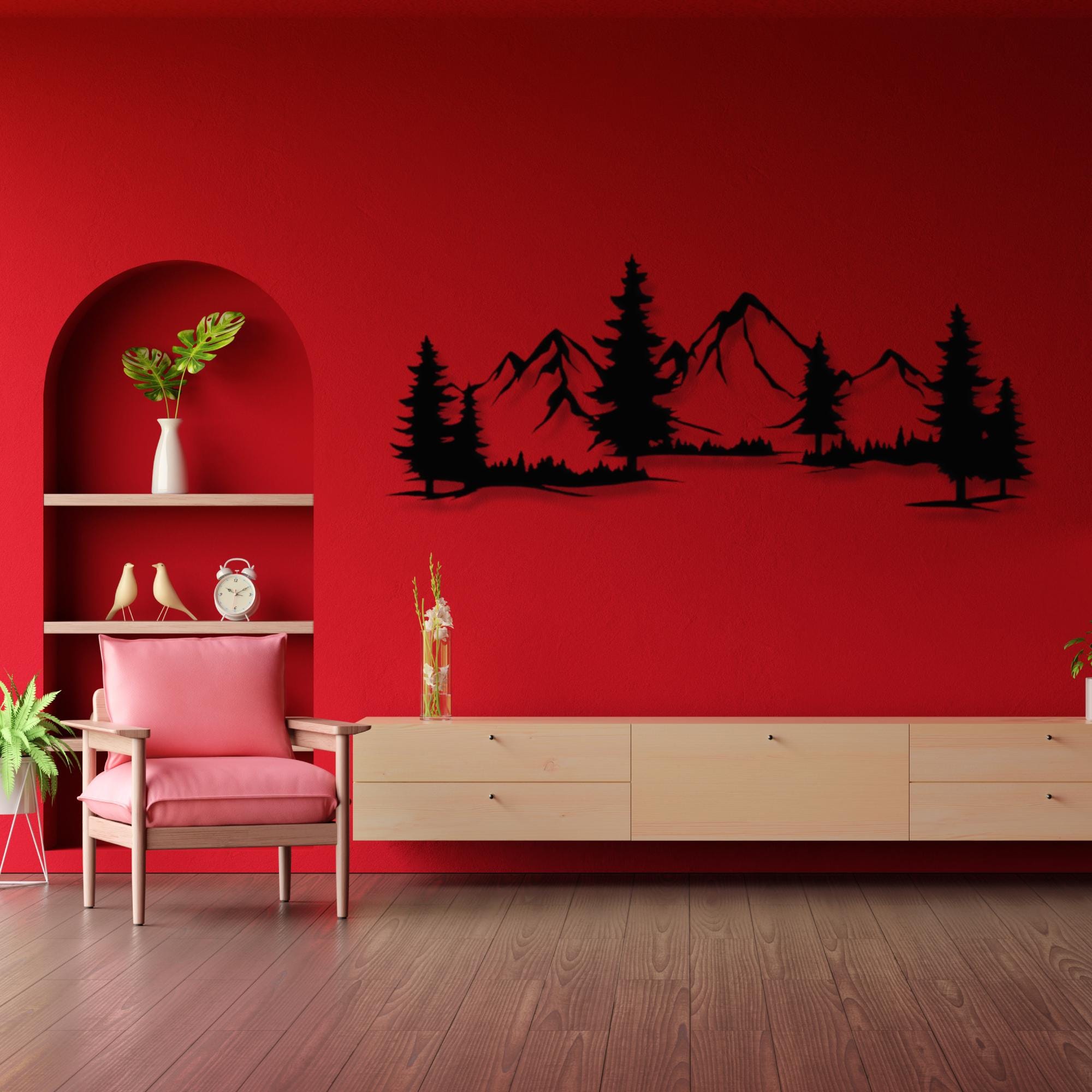 Mountain and Forest Metal Wall Art – Nature-inspired Wall Decor, Rustic ...