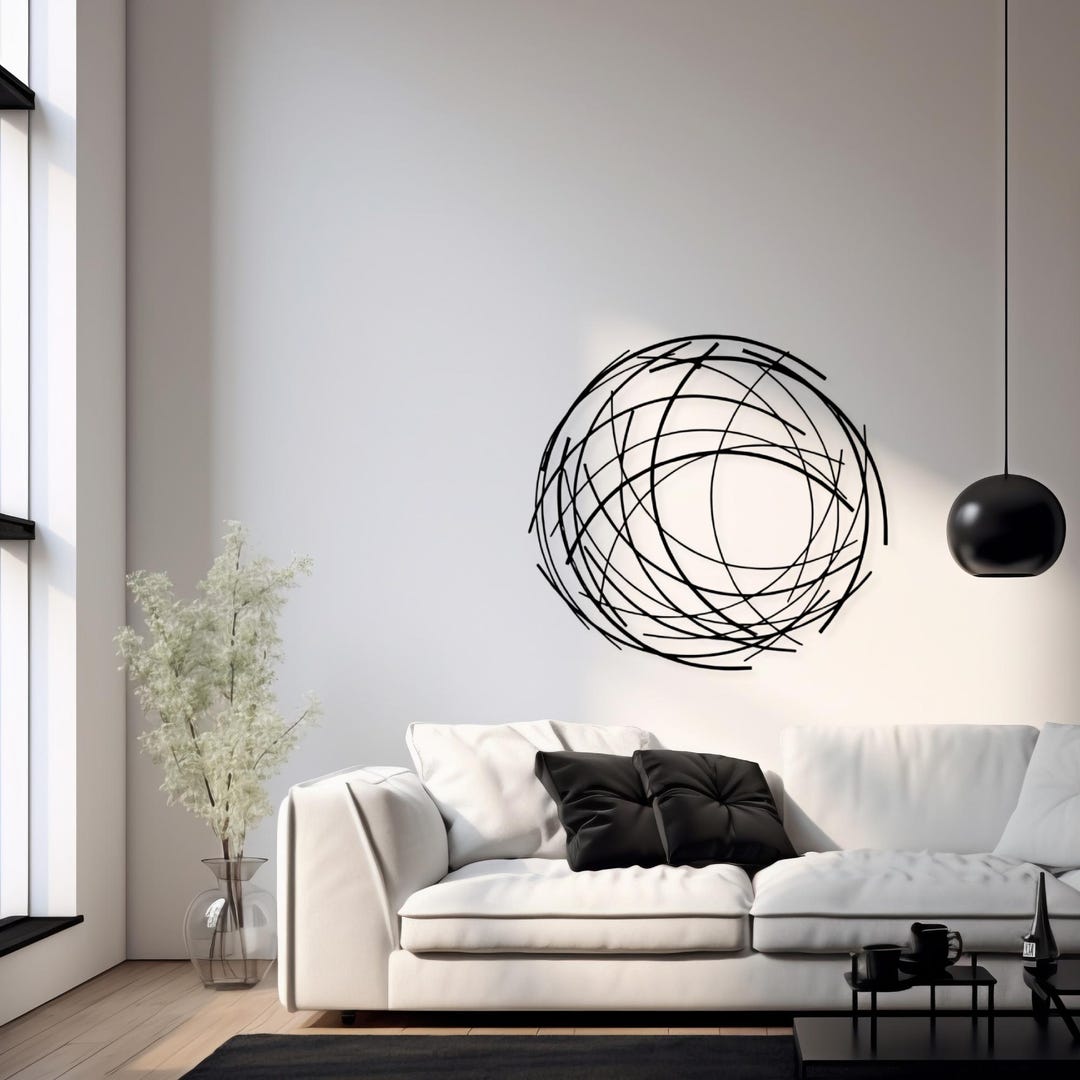 Modern Abstract Circle Metal Wall Art: Minimalist Geometric Wall Decor ...