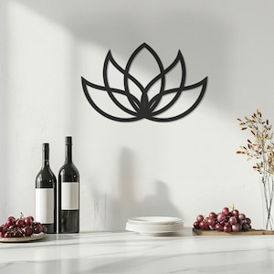 Lotus Flower Metal Wall Art, Boho Yoga Wall Decor, Black or Gold Mandala Lotus Art, Outdoor or Indoor Lotus Wall Hanging, Zen Home Gift Art