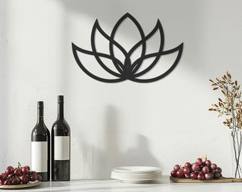 Lotus Flower Metal Wall Art, Boho Yoga Wall Decor, Black or Gold Mandala Lotus Art, Outdoor or Indoor Lotus Wall Hanging, Zen Home Gift Art