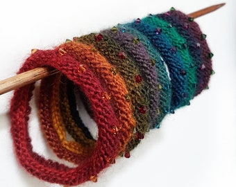 Kristall & Garn Armreifen Strickmuster