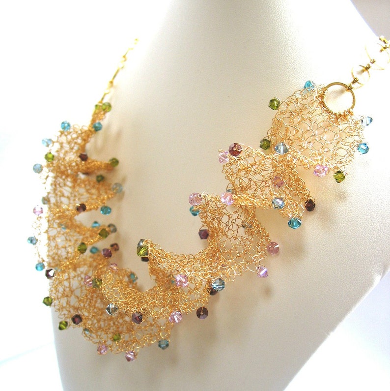 Crystal & Wire Spiral Necklace Knitting Pattern PDF image 1