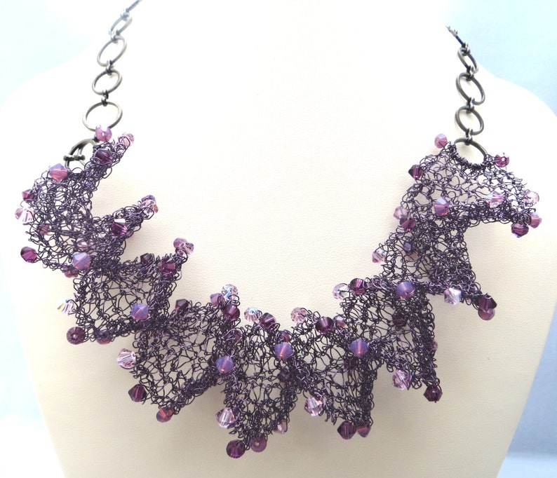 Crystal & Wire Spiral Necklace Knitting Pattern PDF image 4