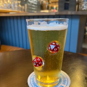 Drinking Glasses with Embedded D20 Dice, Beer Glass, Cocktail Glass, Drinkware DND Gift
