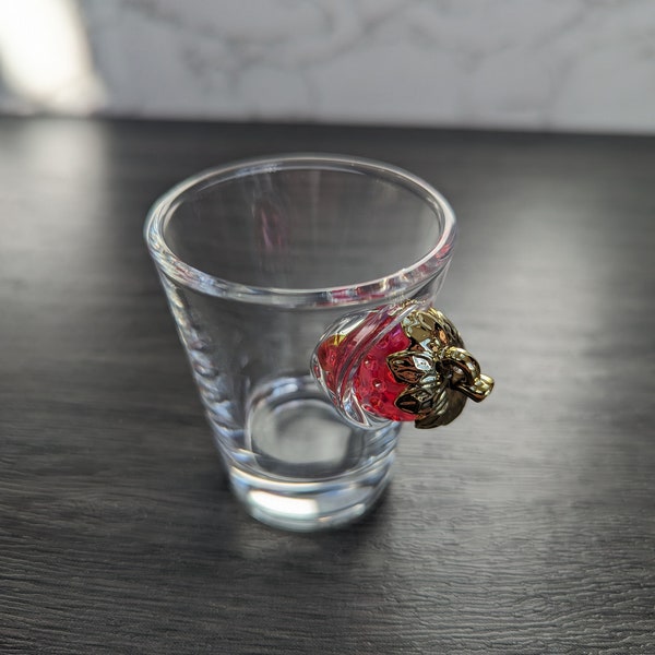 Drinking Glasses with Embedded Strawberry, Beer Glass, Cocktail Glass, Drinkware, Whiskey Glass, Shot Glass