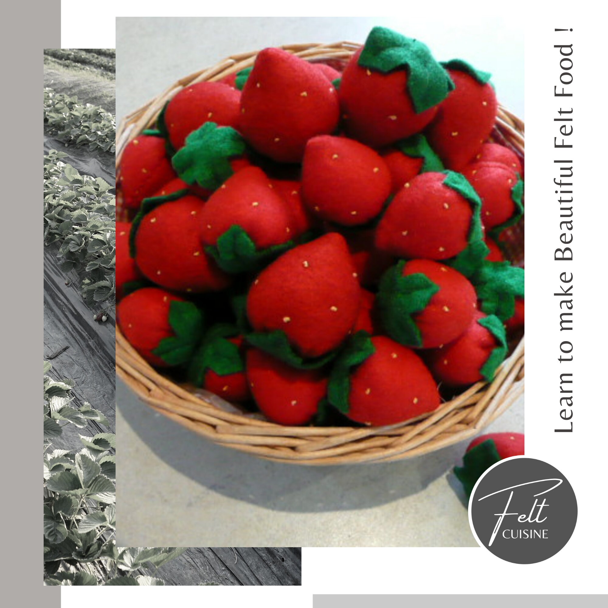 Felt Strawberry Step by Step Craft Pattern from Felt Etsy