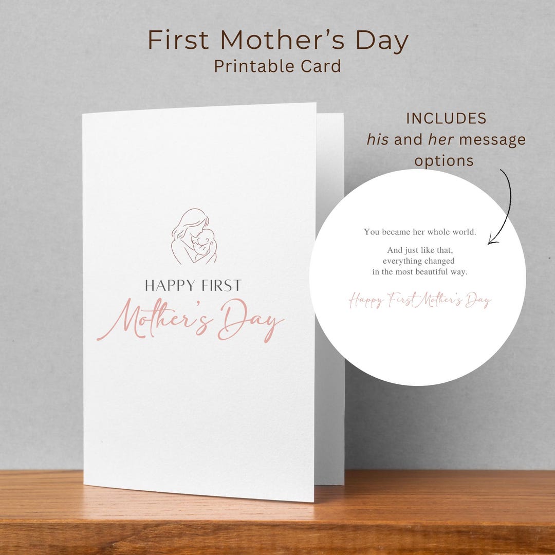 First Mothers Day Card Printable New Mum Gift Minimalist Mum Card 1st ...