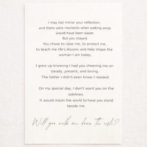 Stepfather Wedding Letter Printable Walk Me Down the Aisle Proposal Gift Foster Dad Father Figure Proposal Letter Instant Download
