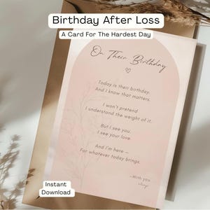 Tarjeta de felicitación por la pérdida de un ser querido. Apoyo en el duelo. Descarga digital. Pensando en ti. Condolencias para un amigo en duelo.