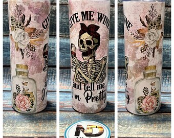 Tumbler | Metal tumbler | wine tumbler | Wine life Tumbler | Skeleton tumbler | Tumblers | Wine Gift | Custom Tumbler | 20oz Tumbler