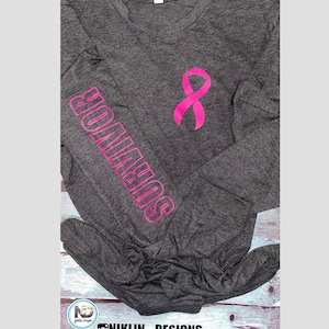 Womans Long Sleeve Lightweight breast Cancer t-shirt | breast cancer survivor T-shirt | Survivor Clothing | Cancer Top | Breast cancer top