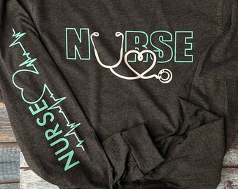 Unisex Long Sleeve Lightweight nurse T-shirt | nurse T-shirt | Nurse Clothing | Womans Nurse Top | Nurse Shirt | nurse life