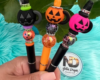 Pens, Silicone Pen, Silicone beads, Beaded pens, custom pens, pumpkin pen, Silicone pumkin pen, custom pen, silicone beads
