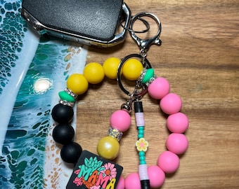 Silicone Beaded Wristlet Keychain, Fun Women's Accessory