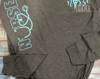 Unisex Long Sleeve Lightweight nurse T-shirt | nurse T-shirt | Nurse Clothing | Womans Nurse Top | Nurse Shirt | nurse life