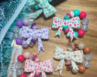 Beaded Stanley Cup Charm with Bow, Tumbler Accessories