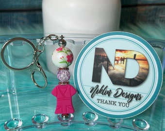 Keychain, silicone beaded keychain, nurse, nursing keychain, beaded keychain, pocketbook clip, silicone keychain