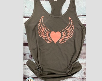 Womans racerback tank top | angel wing top | angel wings tank top | angel wings shirt | Angel  wing tank | yoga tank | yoga tank top |