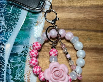 Beaded Wristlet Keychain, Silicone Bead Bag Tag, Fun Gift