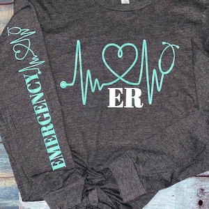 Unisex Long Sleeve nurse T-shirt | nurse T-shirt | Nurse Clothing | Emergency nurse top | Nurse Shirt | ER nurse | emergency room nurse