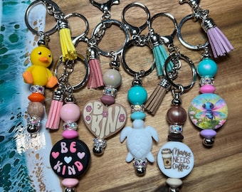 Silicone Beaded Keychain, Custom Name, Personalized Bag Charm