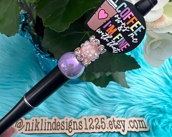 Pens, Silicone Pen, cute beaded pens, coffee pen, custom pens, beaded coffee pen, Silicone Dunkin pen, custom pen