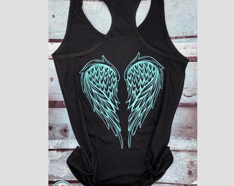 Womans racerback tank top | angel wing top | angel wings tank top | angel wings shirt | Angel  wing tank | yoga tank | yoga tank top |