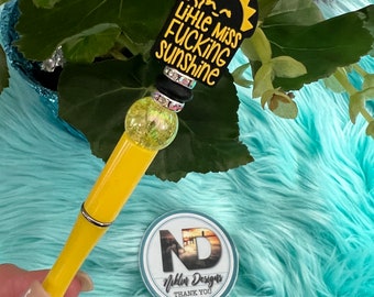Pens, Silicone Pen, Silicone beads, Beaded pens, custom pens, little miss sunshine pen, Silicone sunshine pen, custom pen, silicone beads