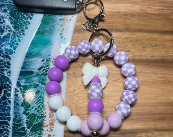 Silicone Beaded Wristlet Keychain, Women's Bag Tag Accessory
