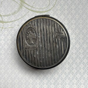 Vintage Cara Nome Compact By Langlois NY, Flower Basket Design, Silvertone, Art Deco Era, Empty Collectible Compact for Vanity