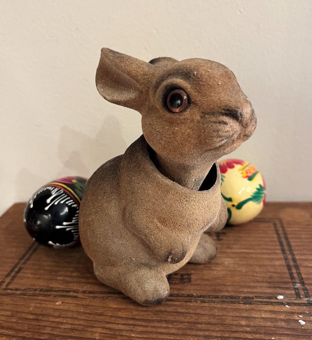 Vintage Flocked Nodder Rabbit, Easter Bunny With Bobbing Head, Brown ...