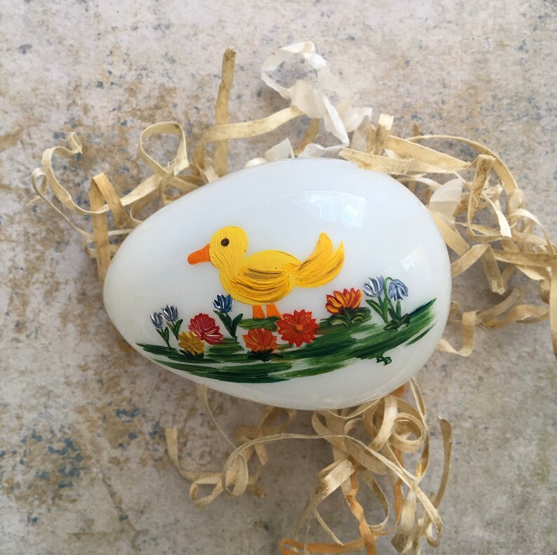 Vintage Blown Milk Glass Easter Eggs Hand Painted With Bunny Etsy