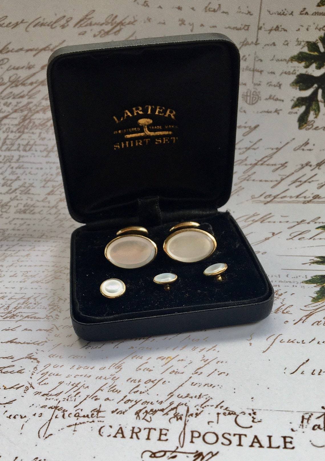 Boutons De Manchette Art Déco Larter & Sons Or 14k Et Perle - Vintage Années 1920 - Occasion
