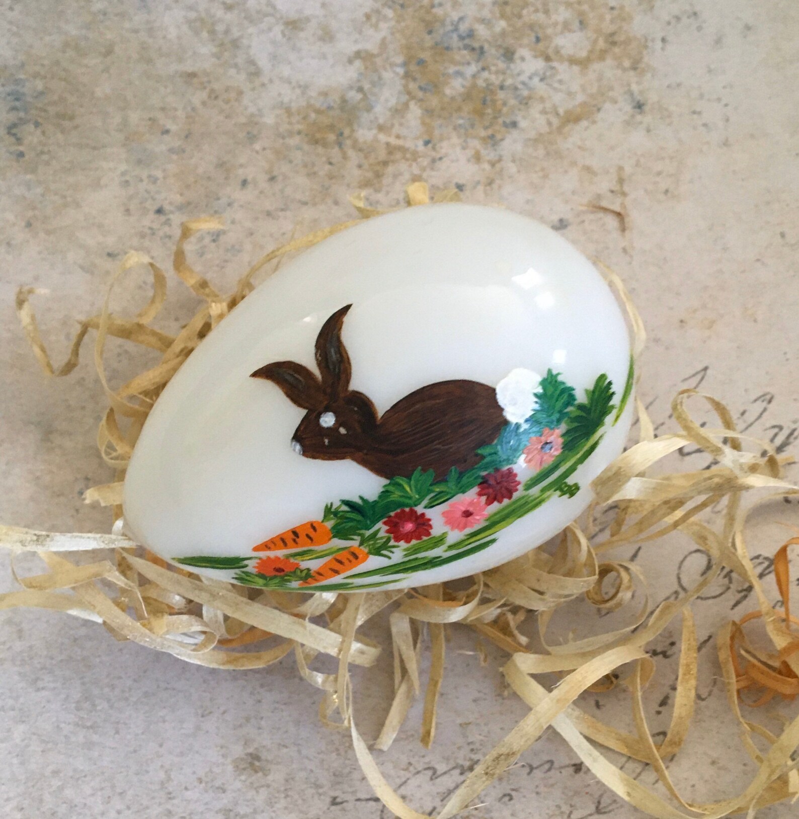 Vintage Blown Milk Glass Easter Eggs Hand Painted with Bunny Etsy