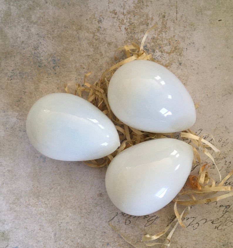 Vintage Blown Milk Glass Easter Eggs Hand Painted With Bunny Etsy
