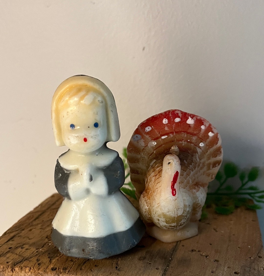 Vintage Gurley Candle Co Thanksgiving Set With Girl Pilgrim in Etsy