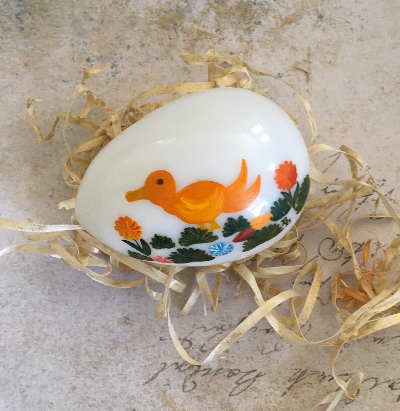 Vintage Blown Milk Glass Easter Eggs Hand Painted With Bunny Etsy