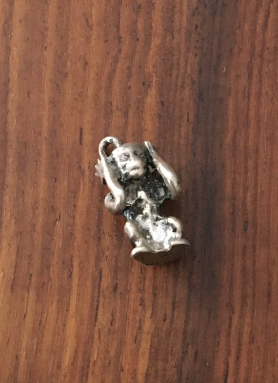 Vintage Sterling Charm with Hear No Evil Wise Monk